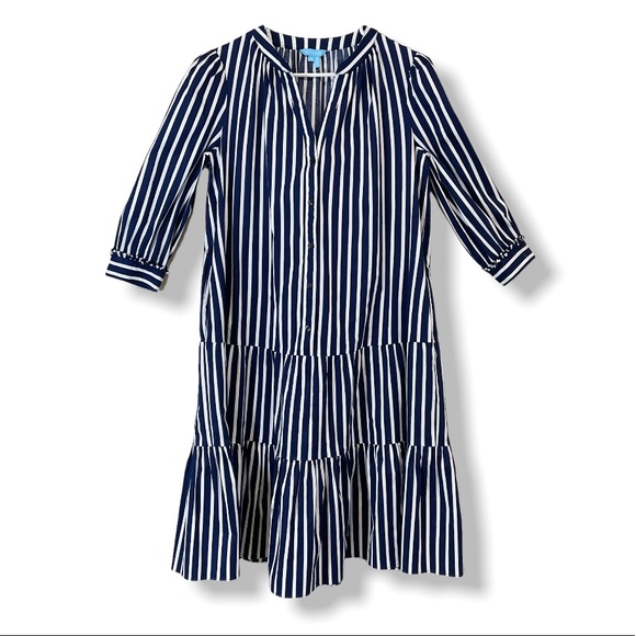 Draper James Loretta Navy and White Striped Cotton Dress - Picture 4 of 12